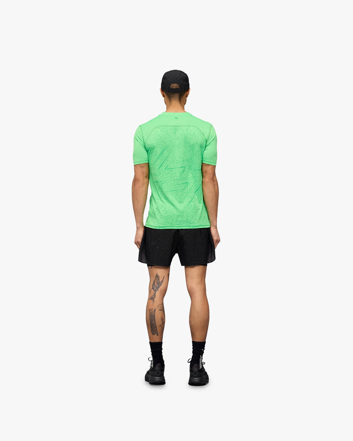 Man wearing a green running t-shirt on a plain white background | 247 Contour Run T-Shirt in Speed Green | Breathable and sweat-wicking running t-shirt | 247 T-Shirts | Represent Clo