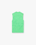 Front product image of a mens green tank on a plain white background | 247 Contour Run Tank in Speed Green | Performance tank for activewear | 247 T-Shirts | Represent Clo