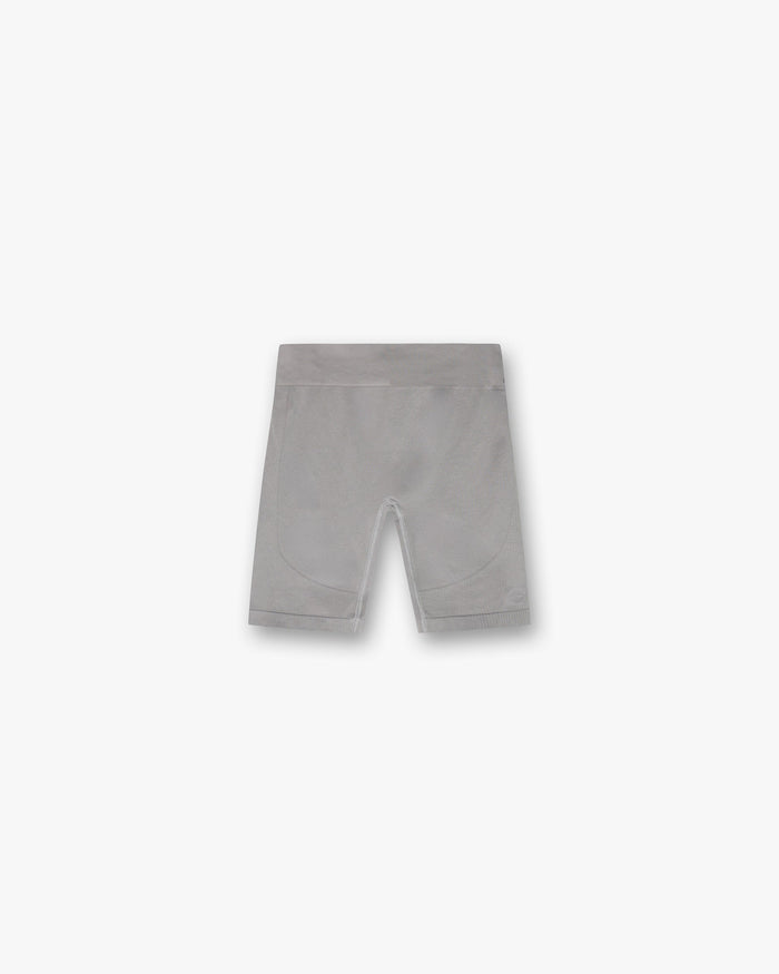 Front product image of mens grey seamless shorts on a plain white background | 247 DNA Seamless Shorts in Titanium | Seamless shorts with ribbed waist | 247 Shorts | Represent Clo