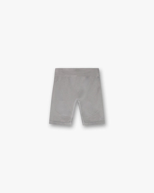 Front product image of mens grey seamless shorts on a plain white background | 247 DNA Seamless Shorts in Titanium | Seamless shorts with ribbed waist | 247 Shorts | Represent Clo