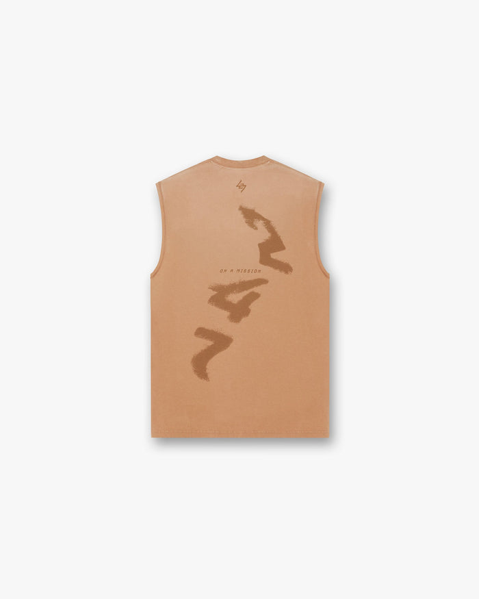 Front product image of a mens rust tank top on a plain white background | 247 Motion Oversized Tank in Rust | Oversized tank top | 247 T-Shirts | Represent Clo