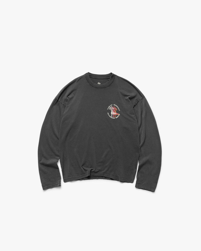 247 Torch Boxy Long Sleeve T-Shirt - Washed Black