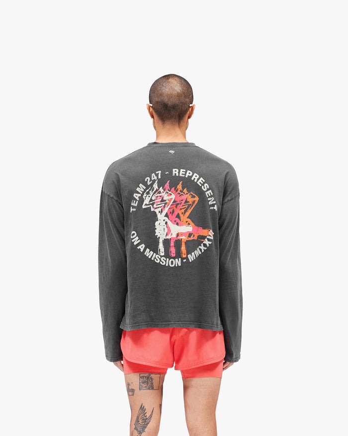 247 Torch Boxy Long Sleeve T-Shirt - Washed Black