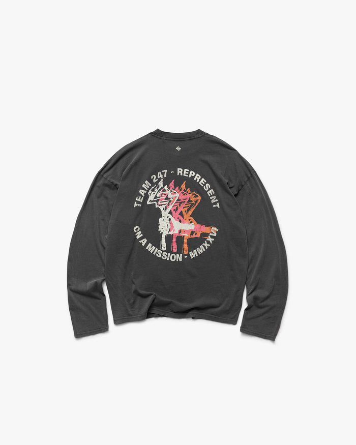 247 Torch Boxy Long Sleeve T-Shirt - Washed Black