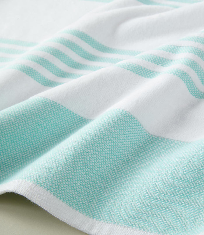 Aegean Stripe Beach Towel detail, Aqua