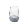 Clear glass tumbler with gray soapstone base.