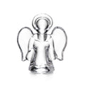 Clear glass angel figurine with halo and wings, small size.