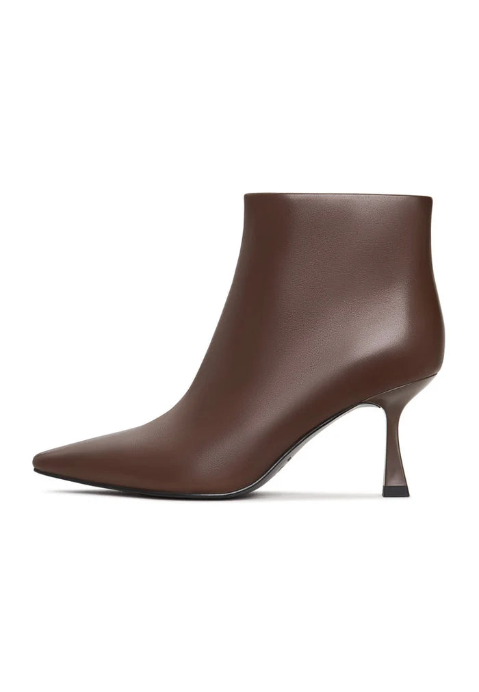 A stylish pair of women's stiletto heel ankle boots in brown, known as Amy ankle boots, perfect for any high-heel lover's collection.