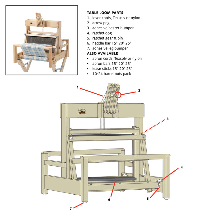 Apron Bars for Table Looms