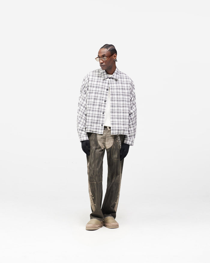 Arch Flannel Shirt - Flat White Jet Black