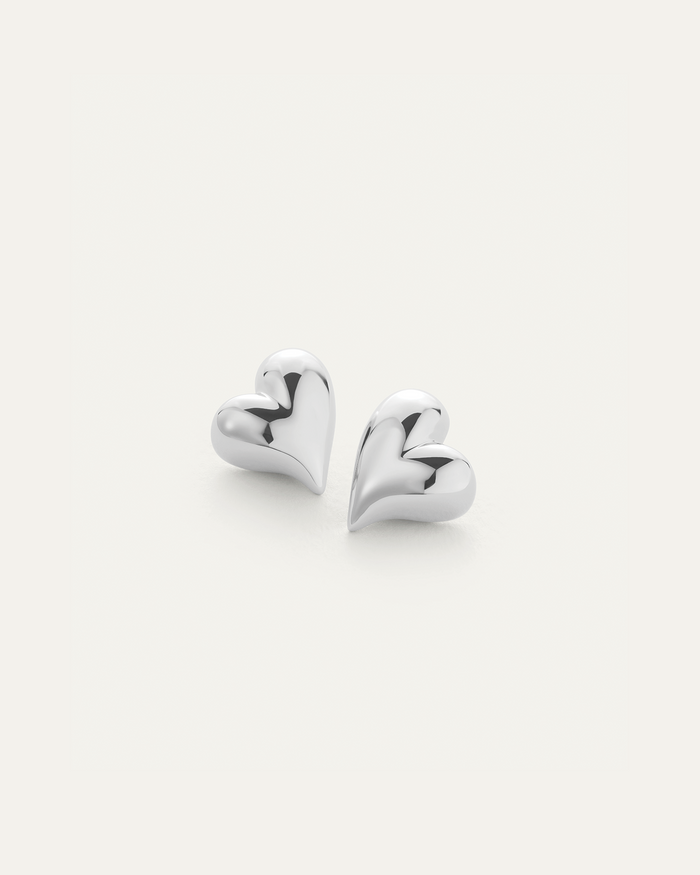 JENNY BIRD Art Heart Button Earrings Silver Button Earrings For Women