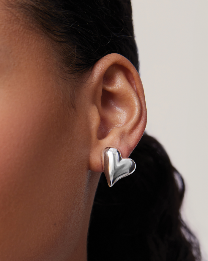 JENNY BIRD Art Heart Button Earrings Silver Button Earrings For Women