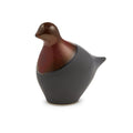 Brown and charcoal ceramic dove figurine with glossy finish and curved body shape.
