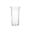 Clear glass bar pitcher with tall cylindrical body and pouring spout.