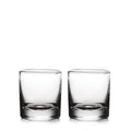 Two clear glass double old-fashioned glasses with thick bases, shown side by side.