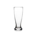 Clear tall pilsner glass with tapered sides and thick base.