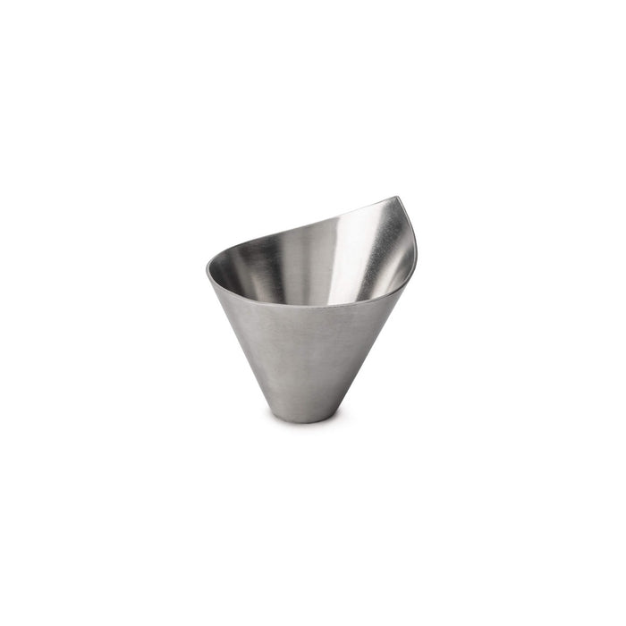 Stainless steel bar funnel with angled pour spout and tapered cone design.