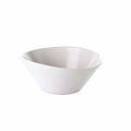 White ceramic cereal bowl with curved sides and wide rim.