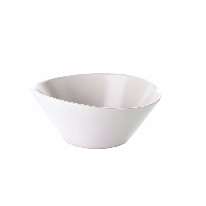 White ceramic cereal bowl with curved sides and wide rim.