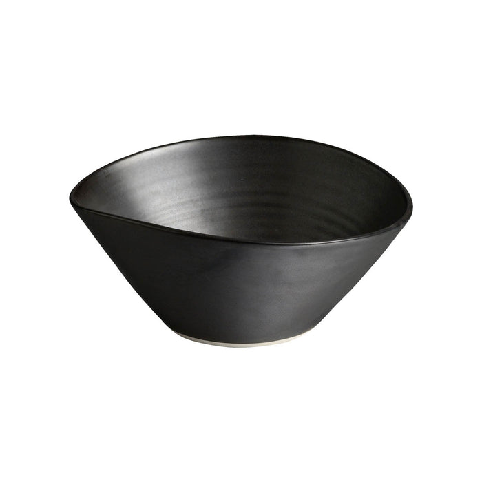 Slate-colored ceramic bowl with curved sides and a wide opening.