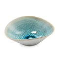 Barre pasta bowl with lagoon blue glaze and speckled interior pattern, white exterior base.