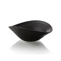 Slate-colored serving bowl with asymmetrical teardrop shape and ridged interior texture.