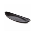 Slate-colored oval serving platter with curved sides and textured surface.