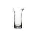 Clear glass vase with straight sides, curved inward slightly, and a flared rim at the top.