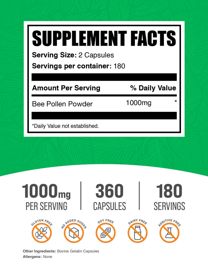 Bell pollen 360 capsules label