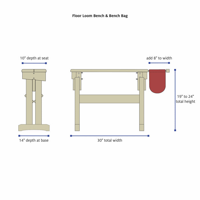 floor loom & bench bag dimensions