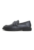 A stylish pair of Stephanie grey block heeled loafers, a chic choice for women who love slip-on comfort and style from the Stephanie brand.