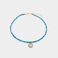 Blue Lagoon Beaded Choker - Gold / Baby Blue