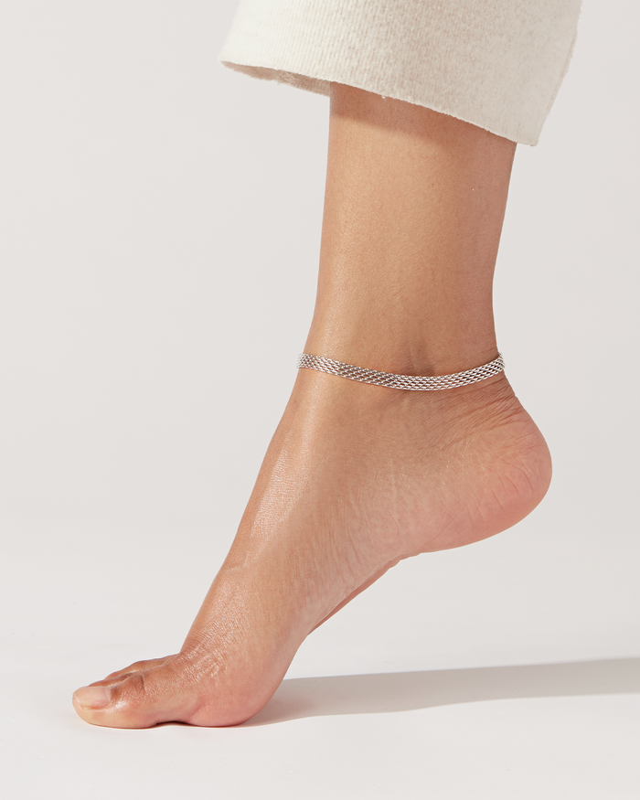 JENNY BIRD Blythe Silver Anklet Waterproof Silver Ankle Bracelet