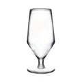 Clear glass beer glass with tapered bowl, narrow stem, and circular base.