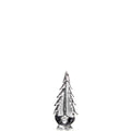 Clear glass evergreen tree figurine with textured branches and rounded base.
