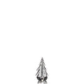 Small decorative evergreen tree with textured silver-gray finish and dark base.