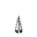 Clear glass evergreen tree figurine with bubble-textured surface and pointed top.