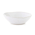 White ceramic pasta bowl with curved edges and subtle rim detail.