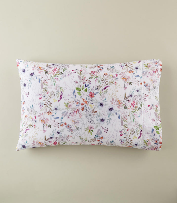 Chloe percale pillowcases with satin stitch hem, Floral