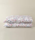 stacked pair of Chloe Percale Pillowcases with satin stitch hem, Floral