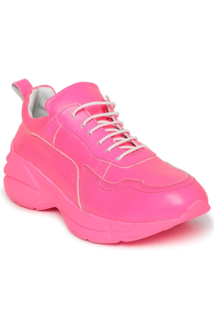 A trendy pair of pink Electra chunky sneakers for women, perfect for a fashionable and comfy look.