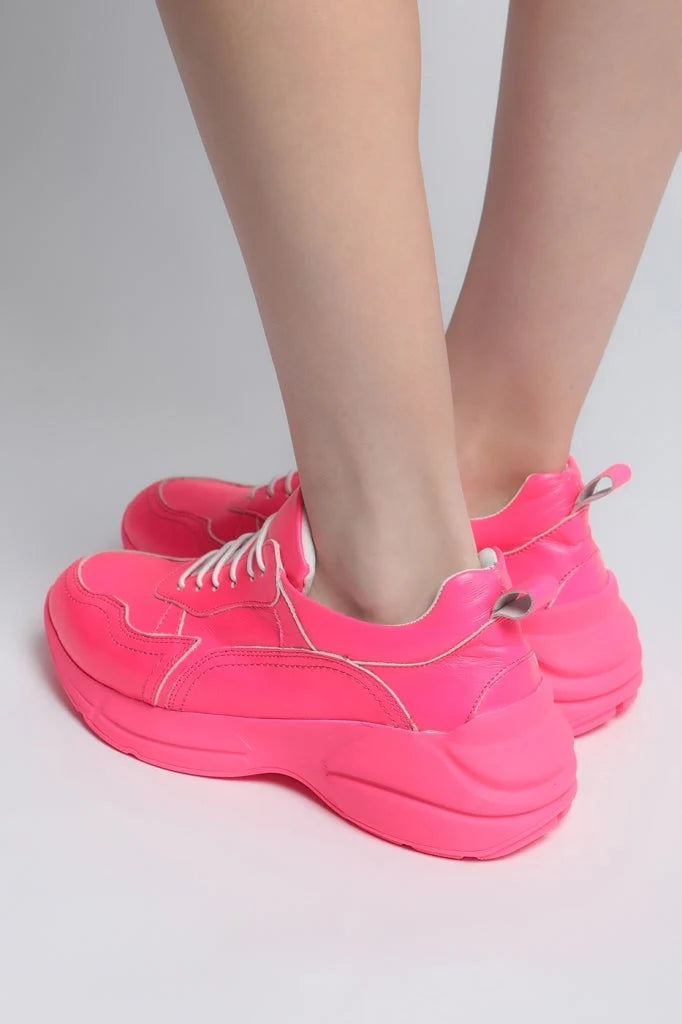 A pair of pink Electra chunky sneakers, stylish women's fashion sneakers perfect for any trendy outfit.