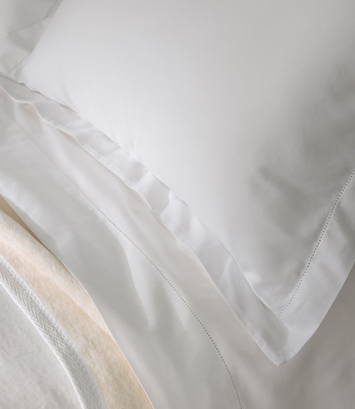 hemstitch detail on clara duvet and sham set, White