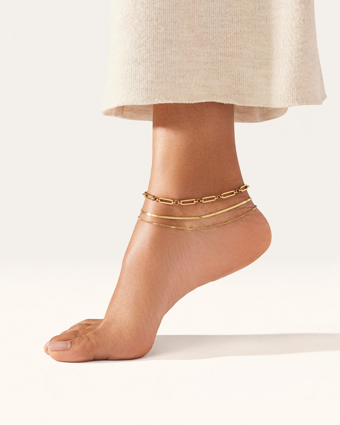 JENNY BIRD Waterproof Classic Anklet Stack Gold Anklet Stack For Women