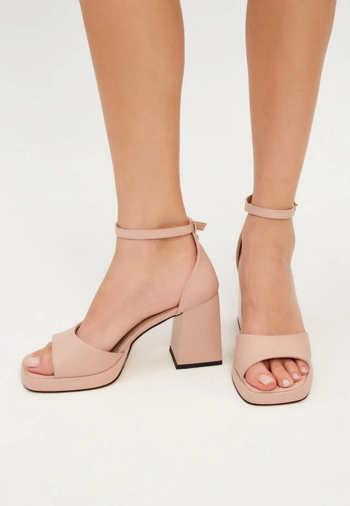 Beige open toe high heel sandals - a classic choice in stylish footwear.