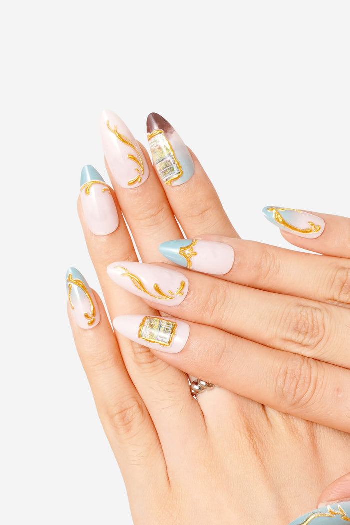 CLAUDE MONET BRIDGE OVER A POND OF WATER LILIES - ALMOND PRESS-ON NAILS