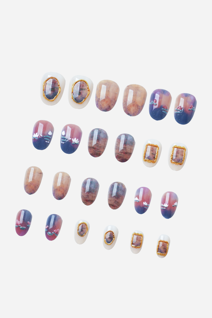 CLAUDE MONET WATER LILIES - SHORT OVAL PRESS-ON NAILS