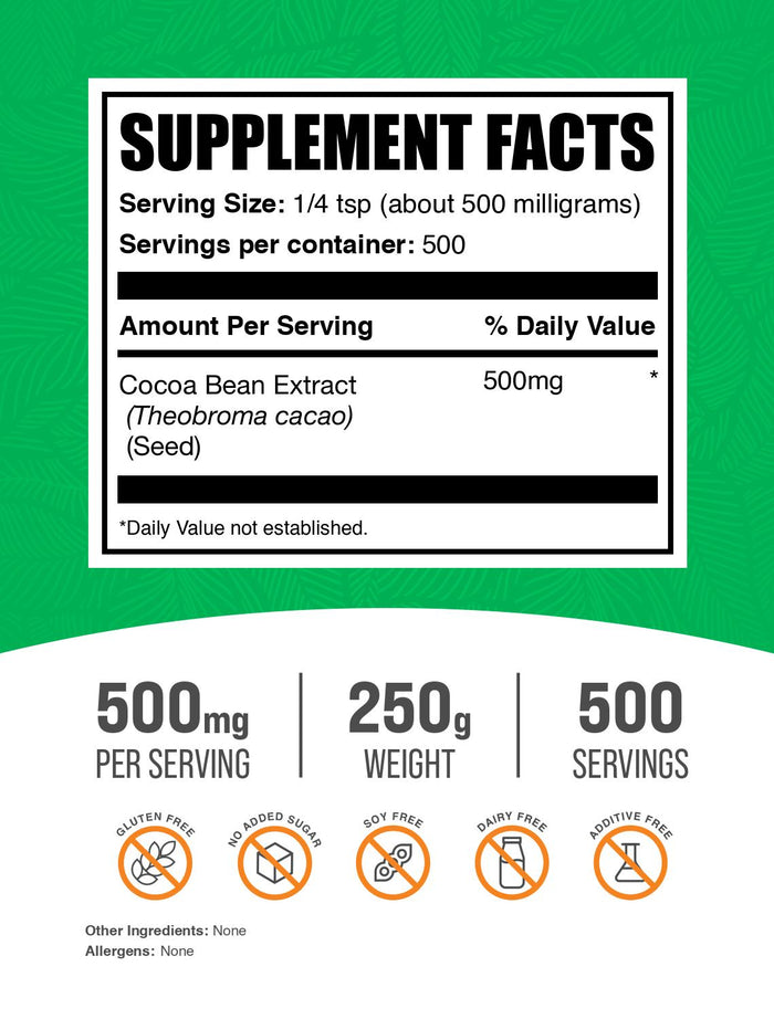 Cocoa bean extract powder label 250g