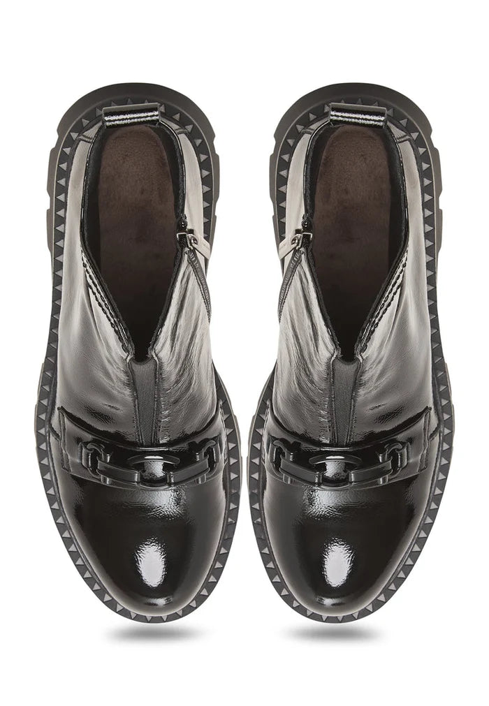 Combat Boots with Chain Detail Candice - Patent Black