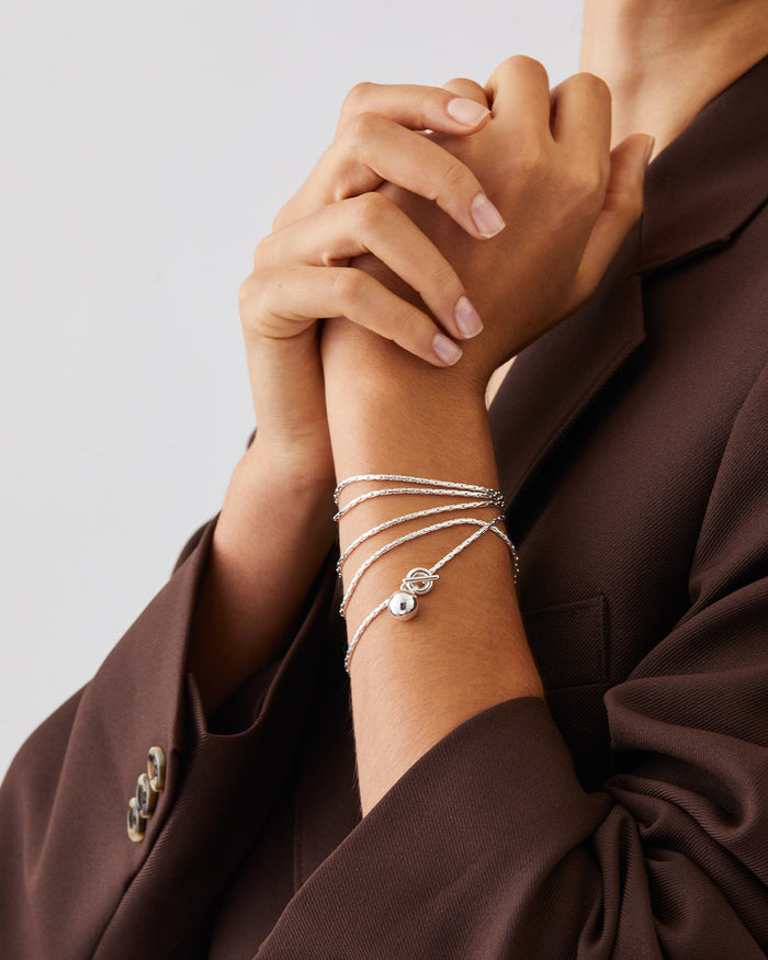 JENNY BIRD Constance Wrap Silver Chain Necklace and Bracelet For Women